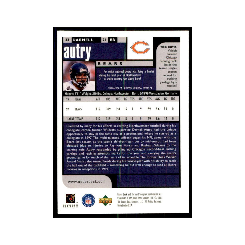 Darnell Autry 1998 UD Choice #33 Football Cards Football Card NM