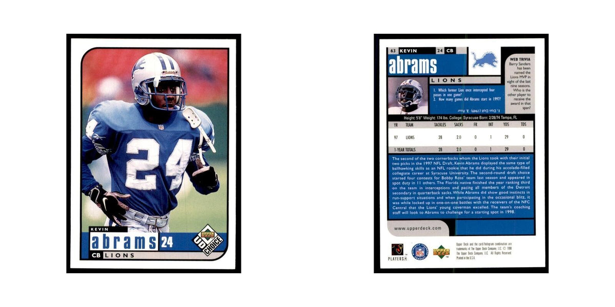 Kevin Abrams 1998 UD Choice #63 Football Cards Football Card NM