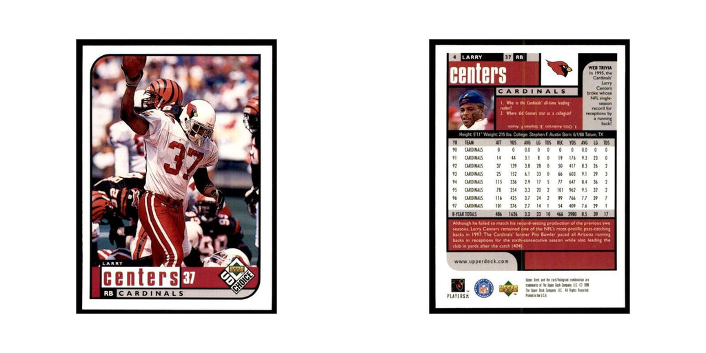 Larry Centers 1998 UD Choice #4 Football Cards Football Card NM
