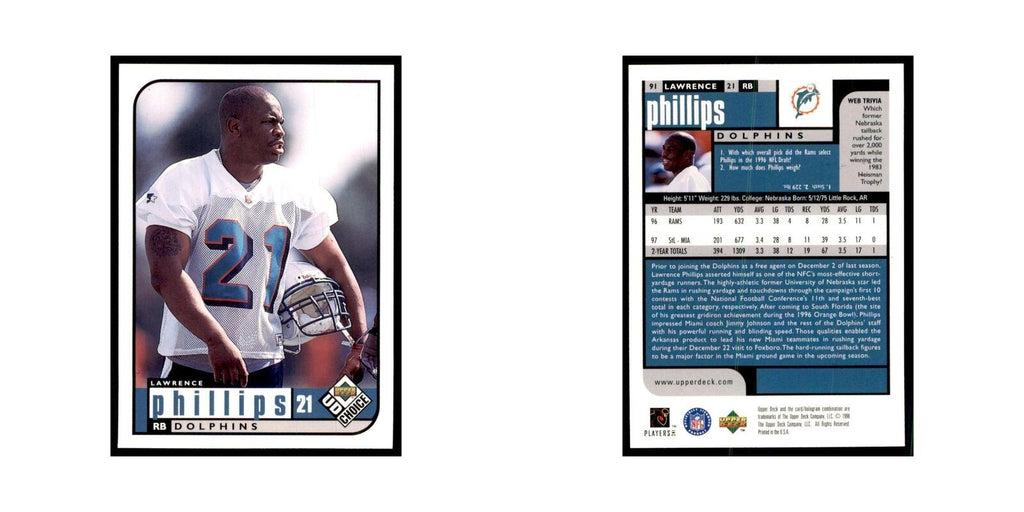 Lawrence Phillips 1998 UD Choice #91 Football Cards Football Card NM