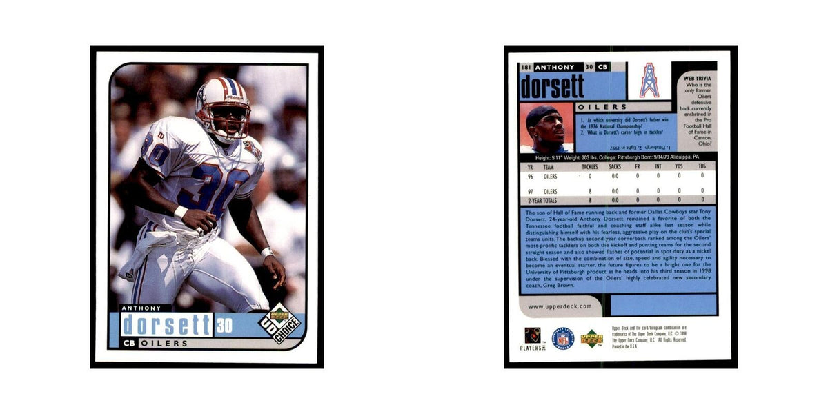 Anthony Dorsett 1998 UD Choice #181 Football Cards Football Card NM