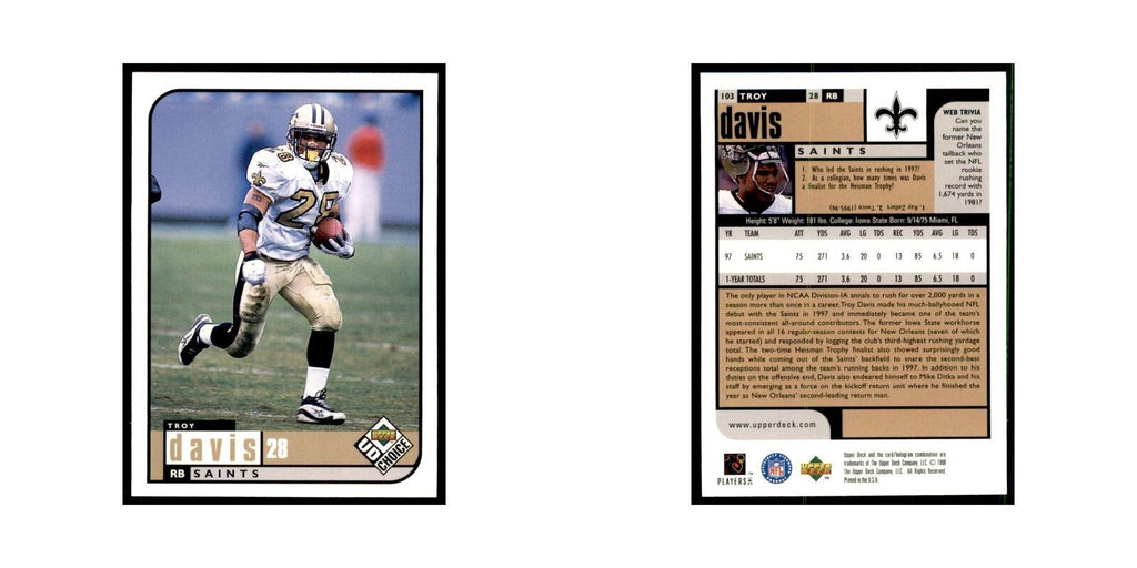 Troy Davis 1998 UD Choice #103 Football Cards Football Card NM