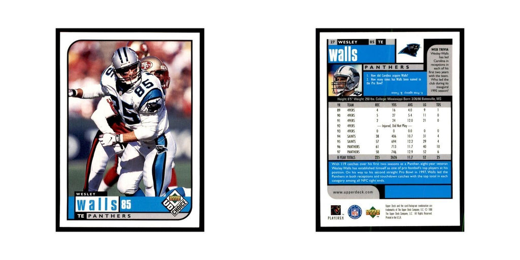 Wesley Walls 1998 UD Choice #27 Football Cards Football Card NM