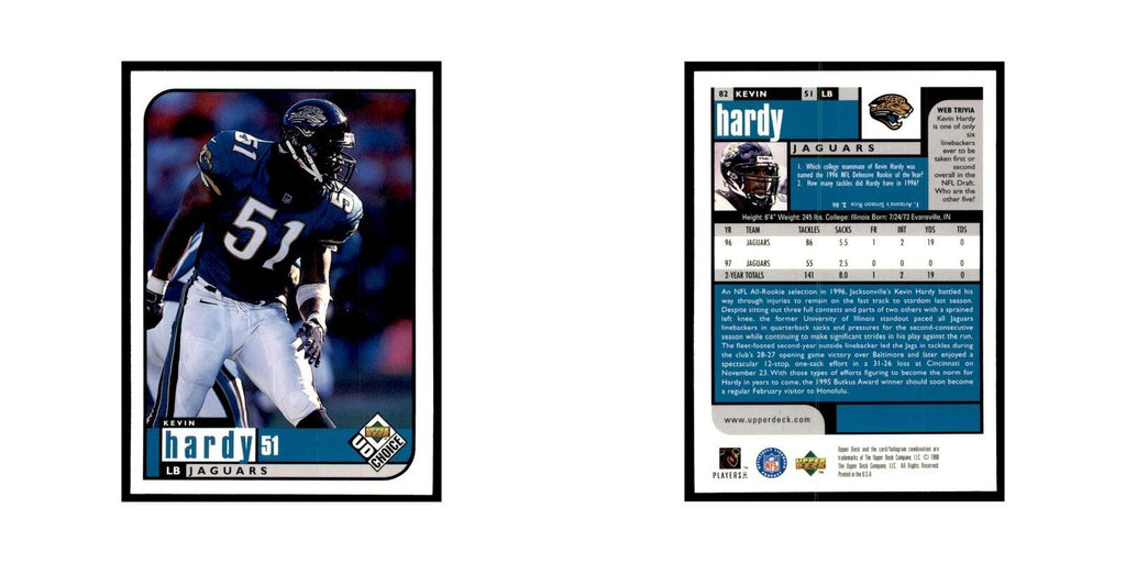 Kevin Hardy 1998 UD Choice #82 Football Cards Football Card NM