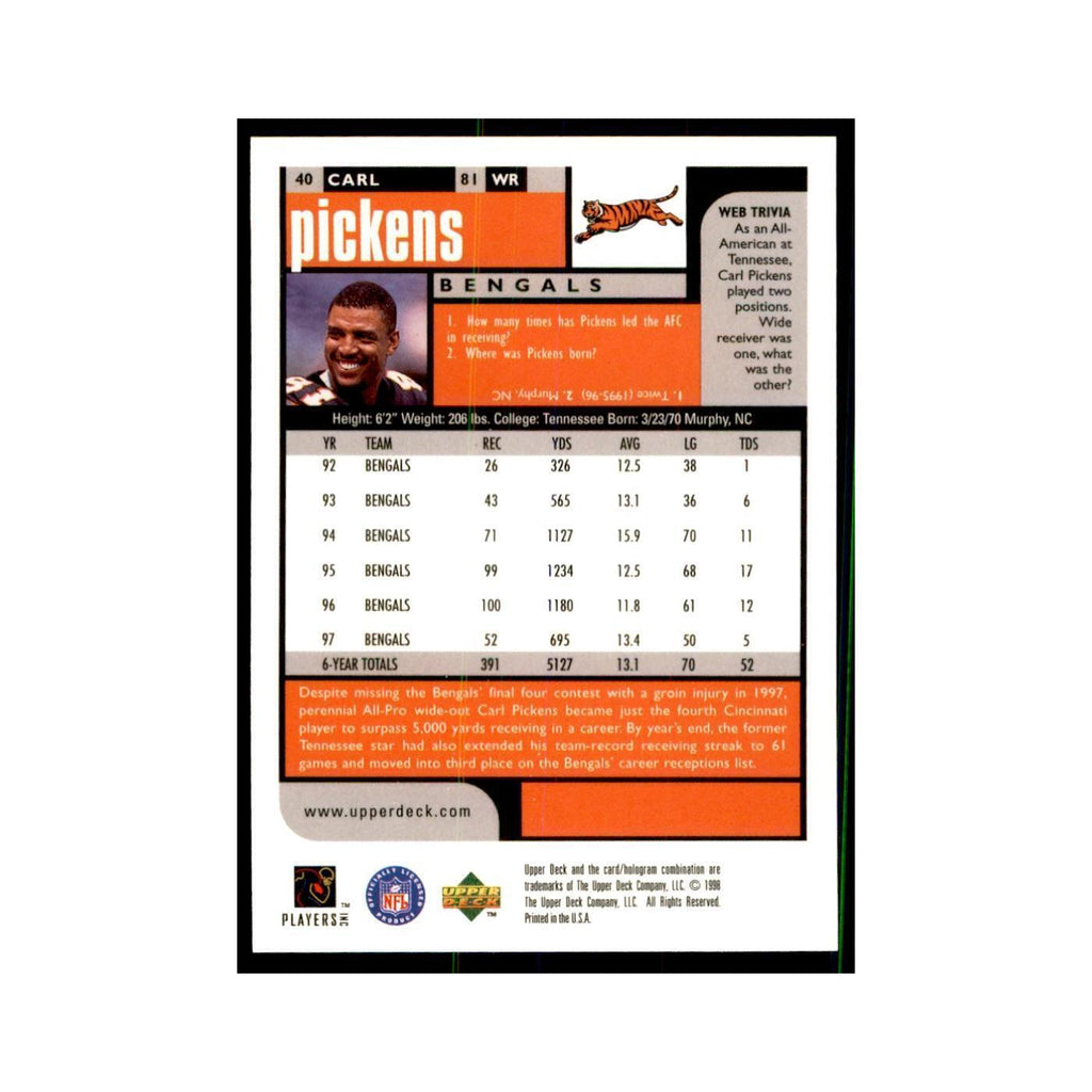 Carl Pickens 1998 UD Choice #40 Football Cards Football Card NM