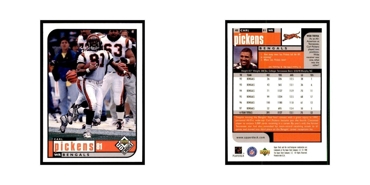 Carl Pickens 1998 UD Choice #40 Football Cards Football Card NM