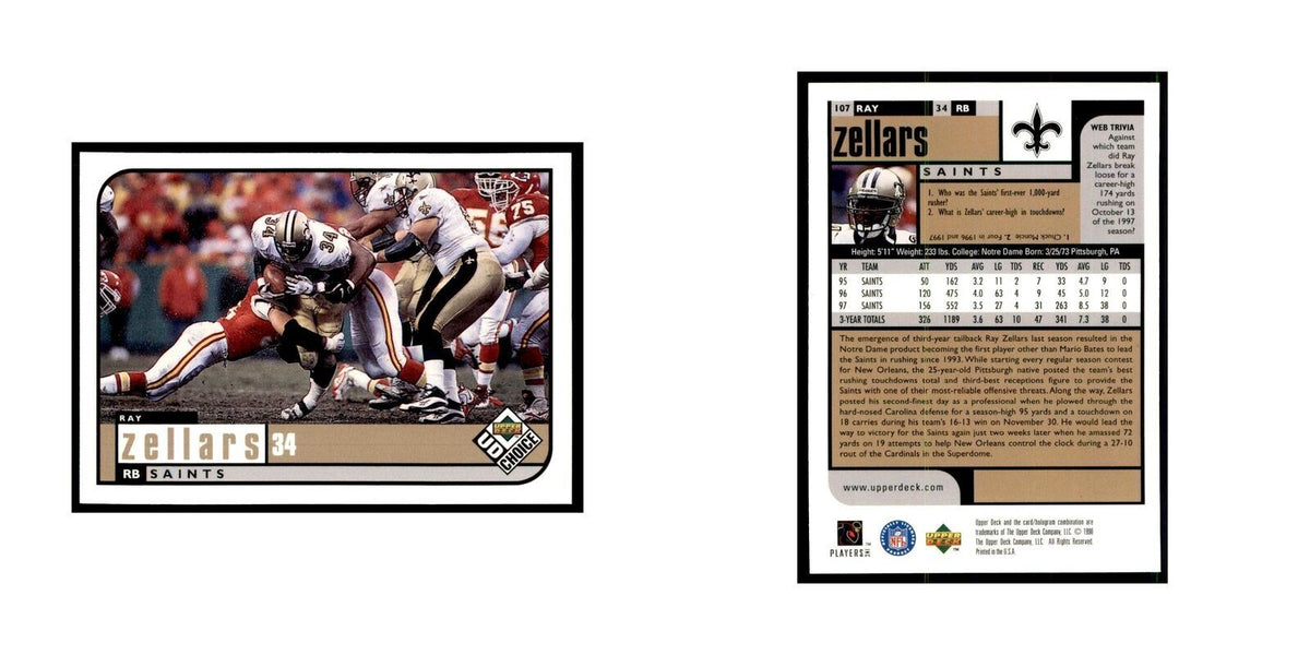 Ray Zellars 1998 UD Choice #107 Football Cards Football Card NM