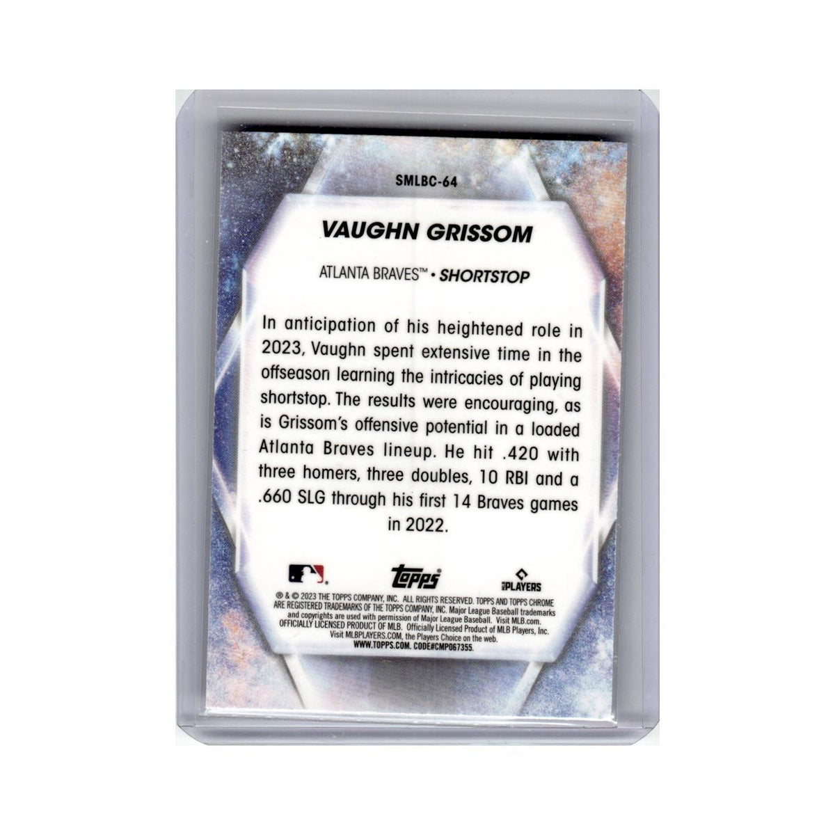 Vaughn Grissom Rookie 2023 Topps Chrome Stars of MLB #SMLBC-64 Baseball Card NM