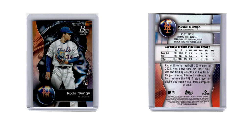 Kodai Senga Rookie 2023 Bowman Platinum #78 Baseball Card NM