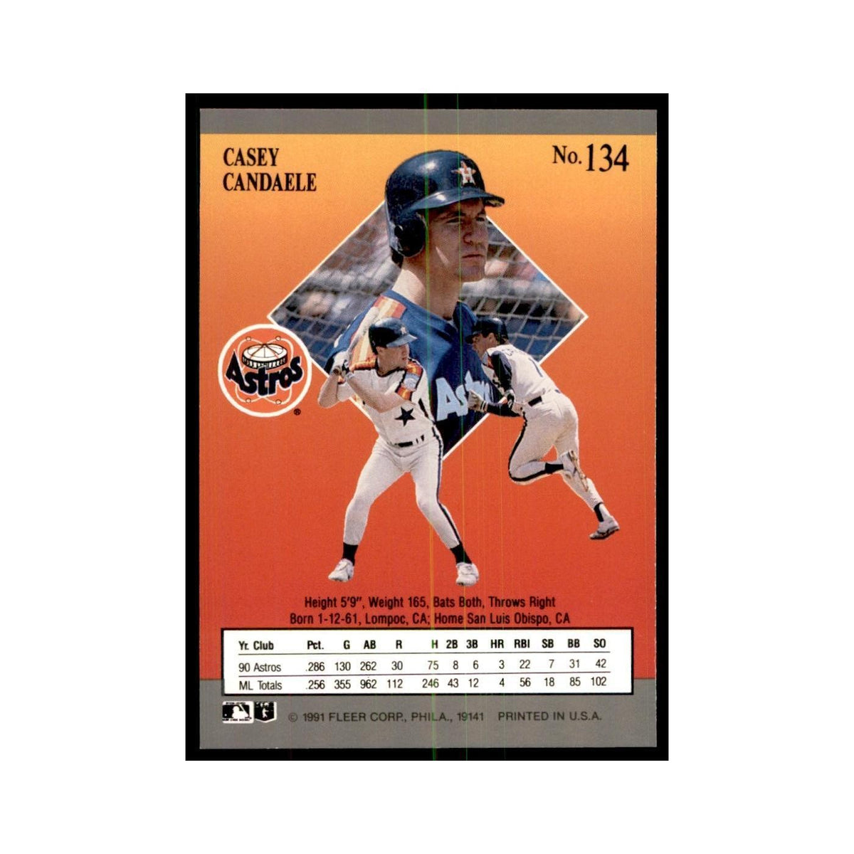 Casey Candaele 1991 Fleer Ultra #134 Baseball Cards Baseball Card NM