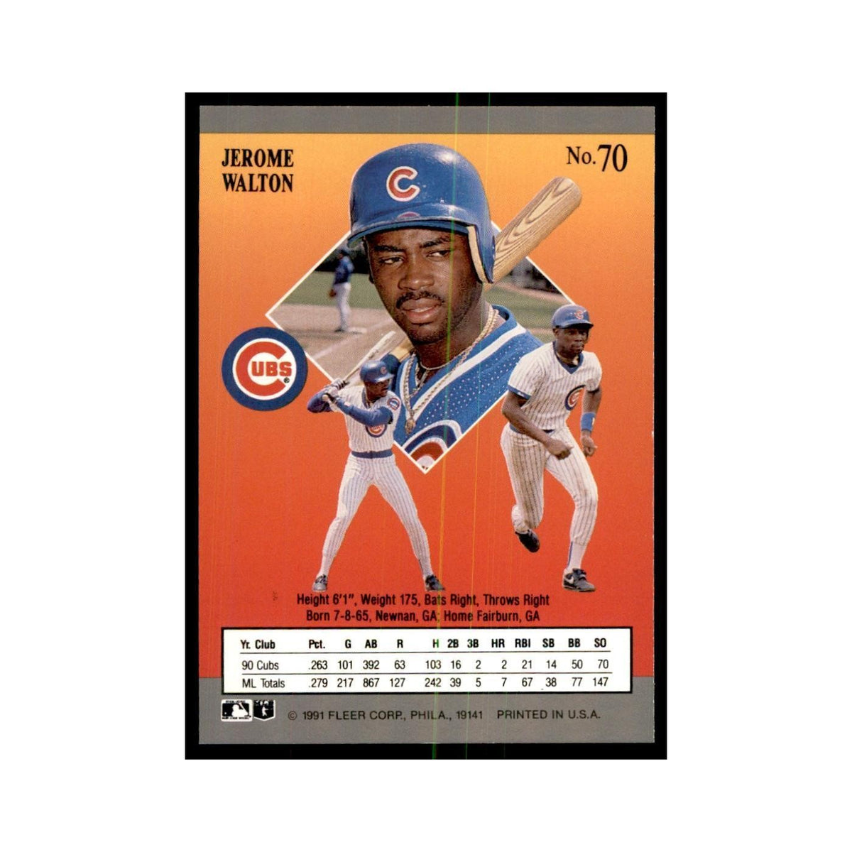 Jerome Walton 1991 Fleer Ultra #70 Baseball Cards Baseball Card NM