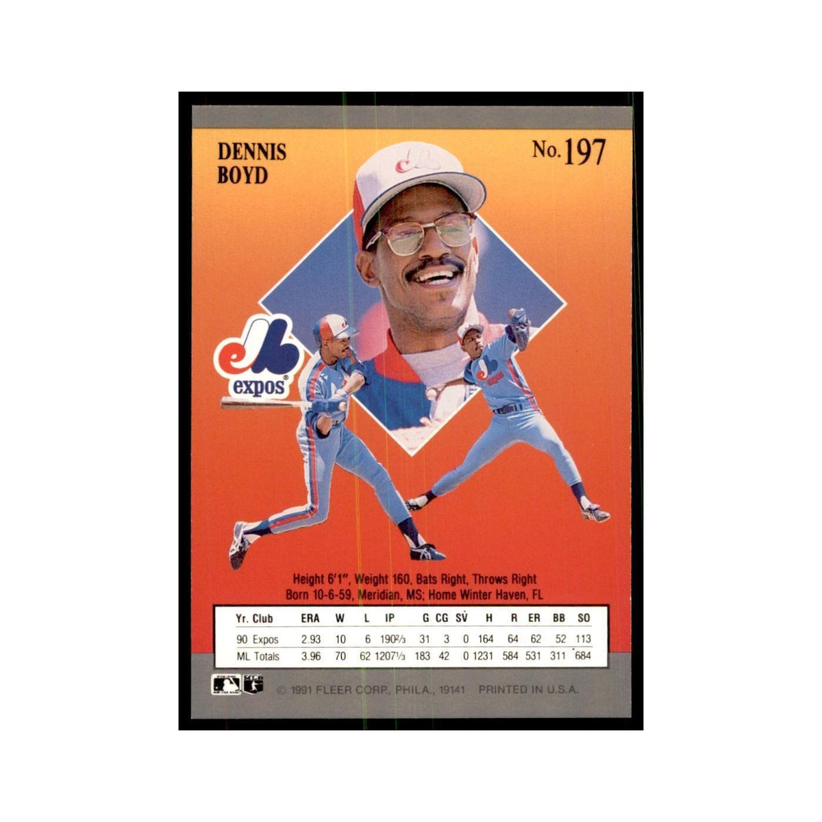 Dennis Boyd 1991 Fleer Ultra #197 Baseball Cards Baseball Card NM