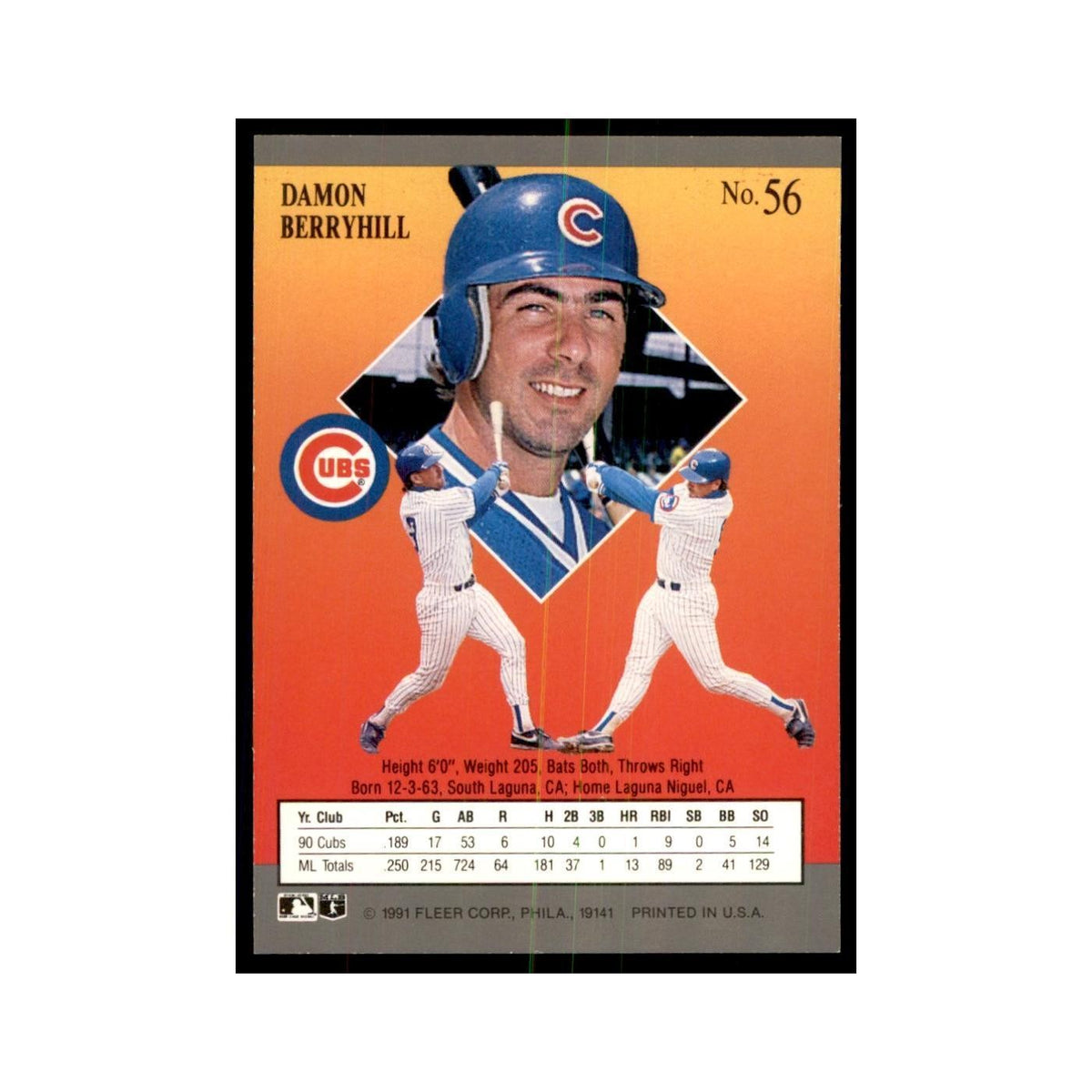 Damon Berryhill 1991 Fleer Ultra #56 Baseball Cards Baseball Card NM