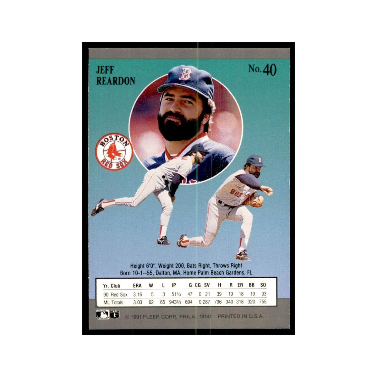 Jeff Reardon 1991 Fleer Ultra #40 Baseball Cards Baseball Card NM