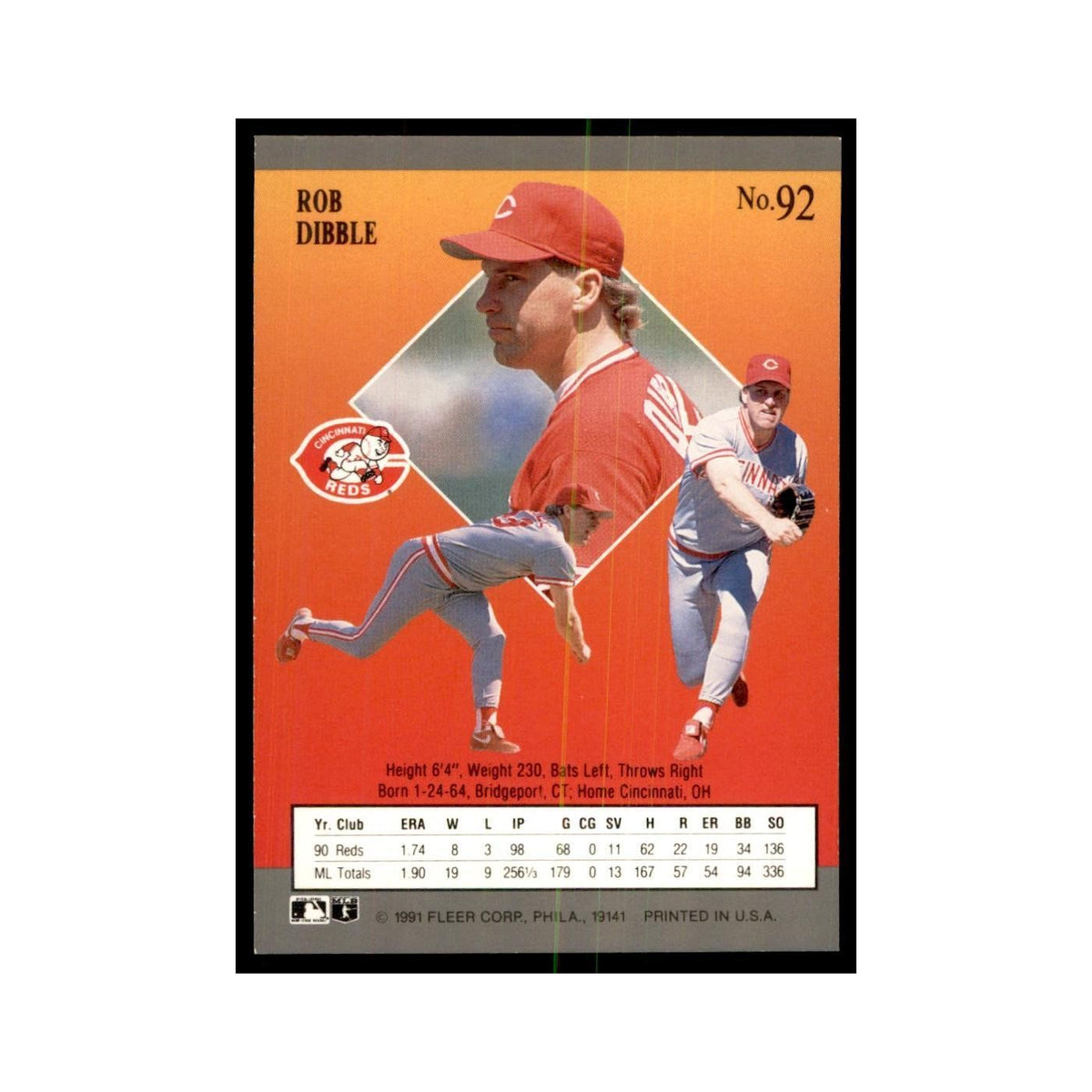 Rob Dibble 1991 Fleer Ultra #92 Baseball Cards Baseball Card NM
