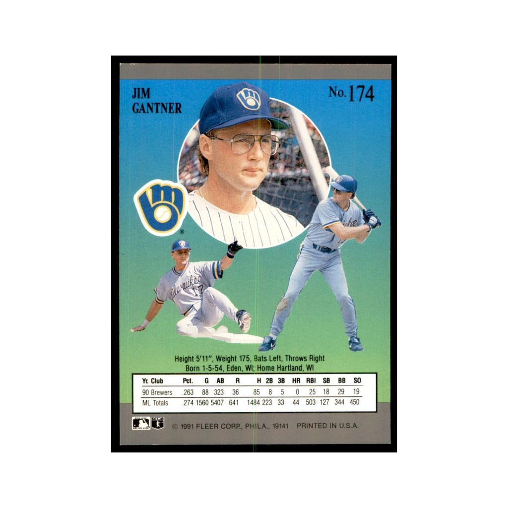 Jim Gantner 1991 Fleer Ultra #174 Baseball Cards Baseball Card NM