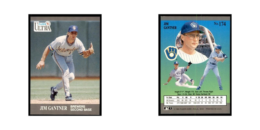 Jim Gantner 1991 Fleer Ultra #174 Baseball Cards Baseball Card NM