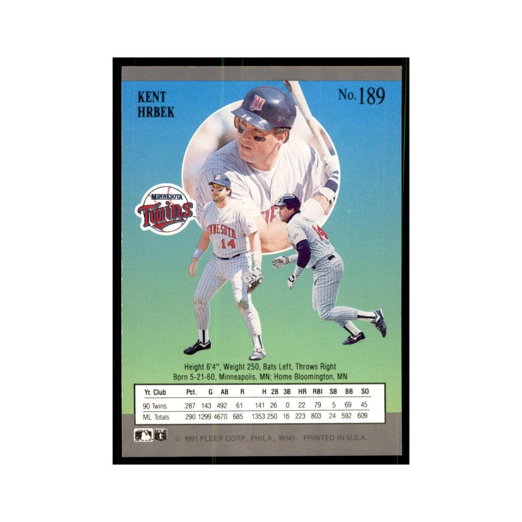 Kent Hrbek 1991 Fleer Ultra #189 Baseball Cards Baseball Card NM