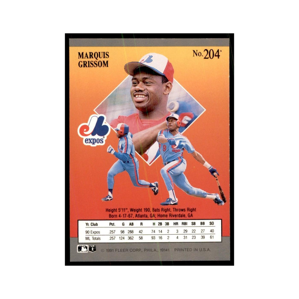 Marquis Grissom 1991 Fleer Ultra #204 Baseball Cards Baseball Card NM