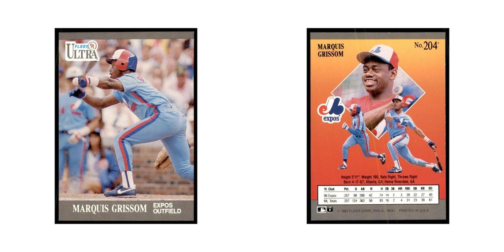 Marquis Grissom 1991 Fleer Ultra #204 Baseball Cards Baseball Card NM