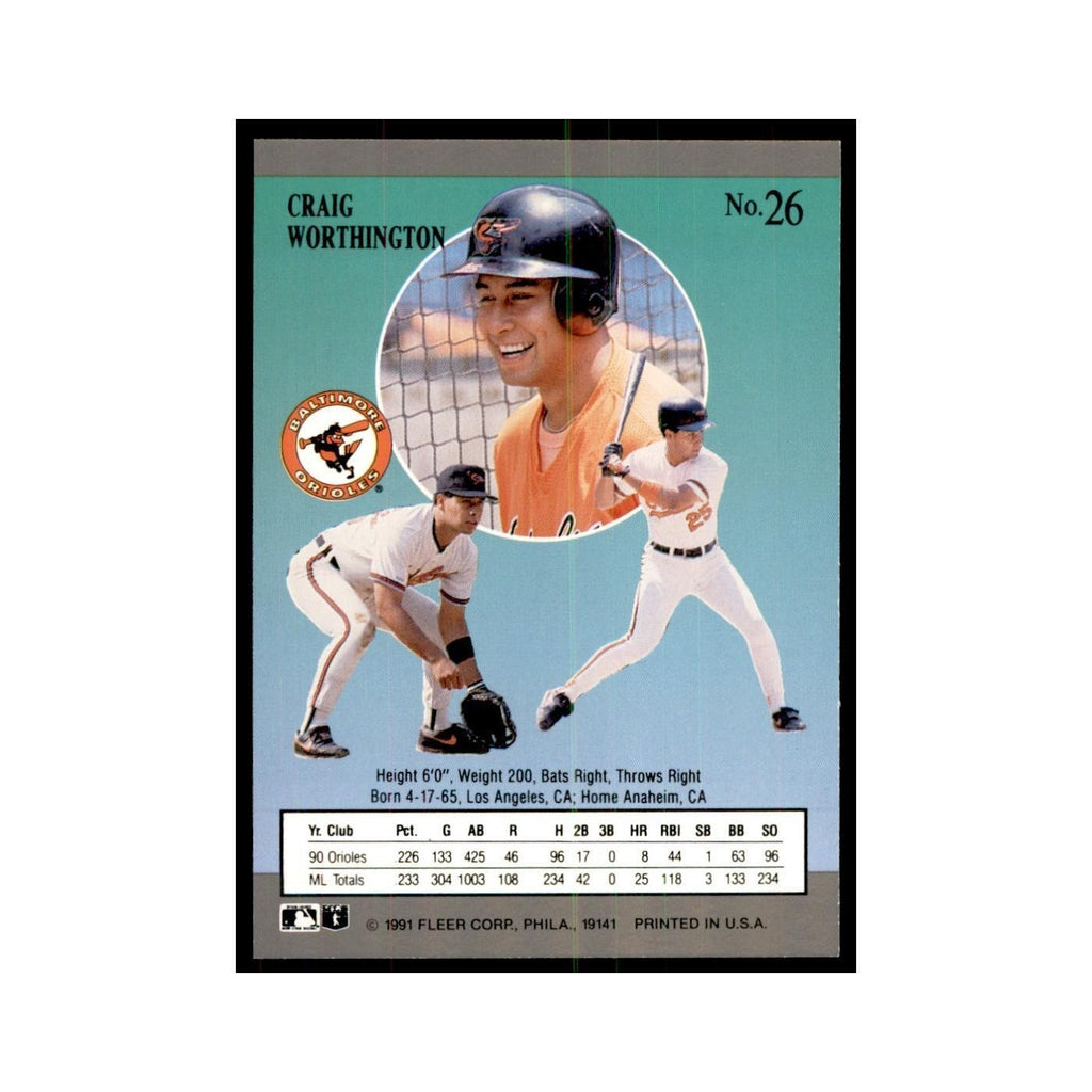 Craig Worthington 1991 Fleer Ultra #26 Baseball Cards Baseball Card NM