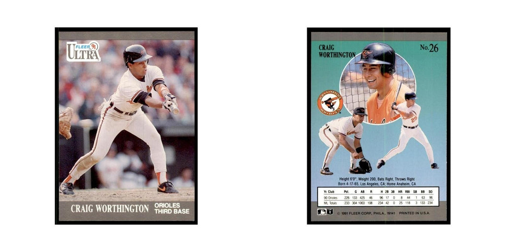 Craig Worthington 1991 Fleer Ultra #26 Baseball Cards Baseball Card NM