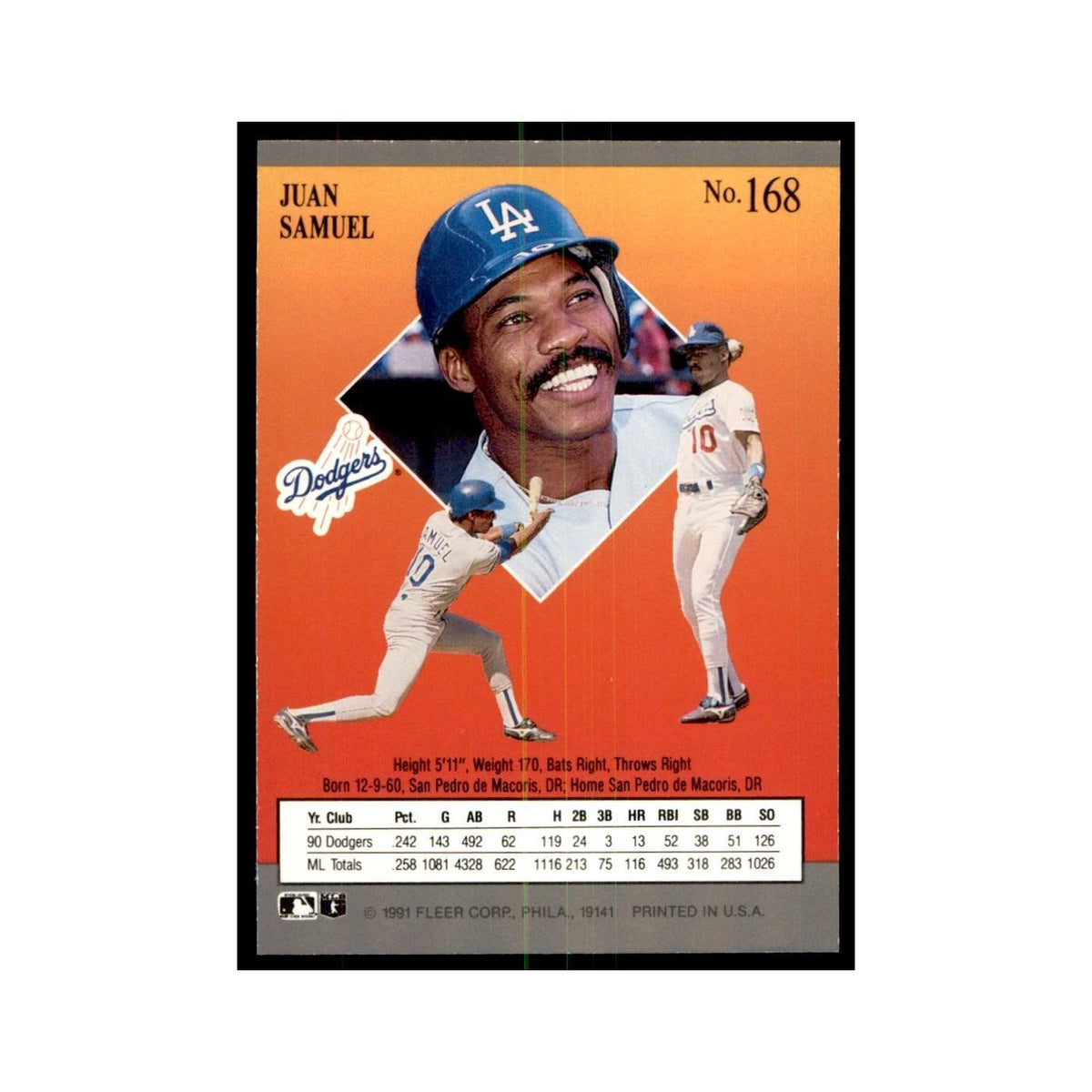 Juan Samuel 1991 Fleer Ultra #168 Baseball Cards Baseball Card NM