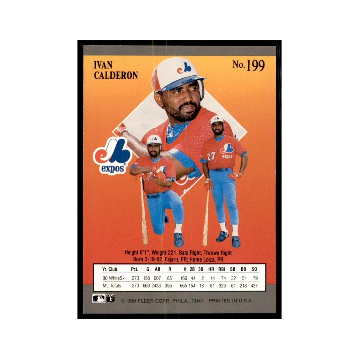 Ivan Calderon 1991 Fleer Ultra #199 Baseball Cards Baseball Card NM