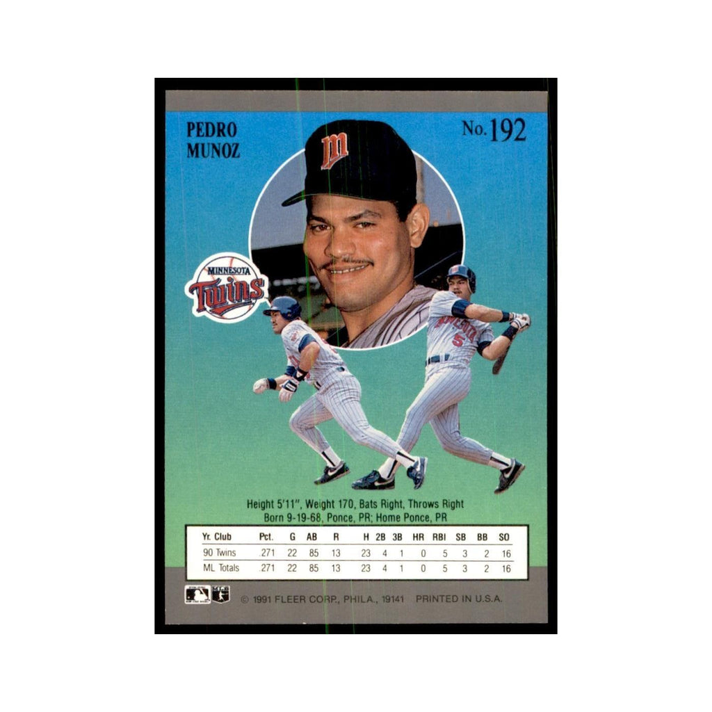 Pedro Munoz 1991 Fleer Ultra #192 Baseball Cards Baseball Card NM