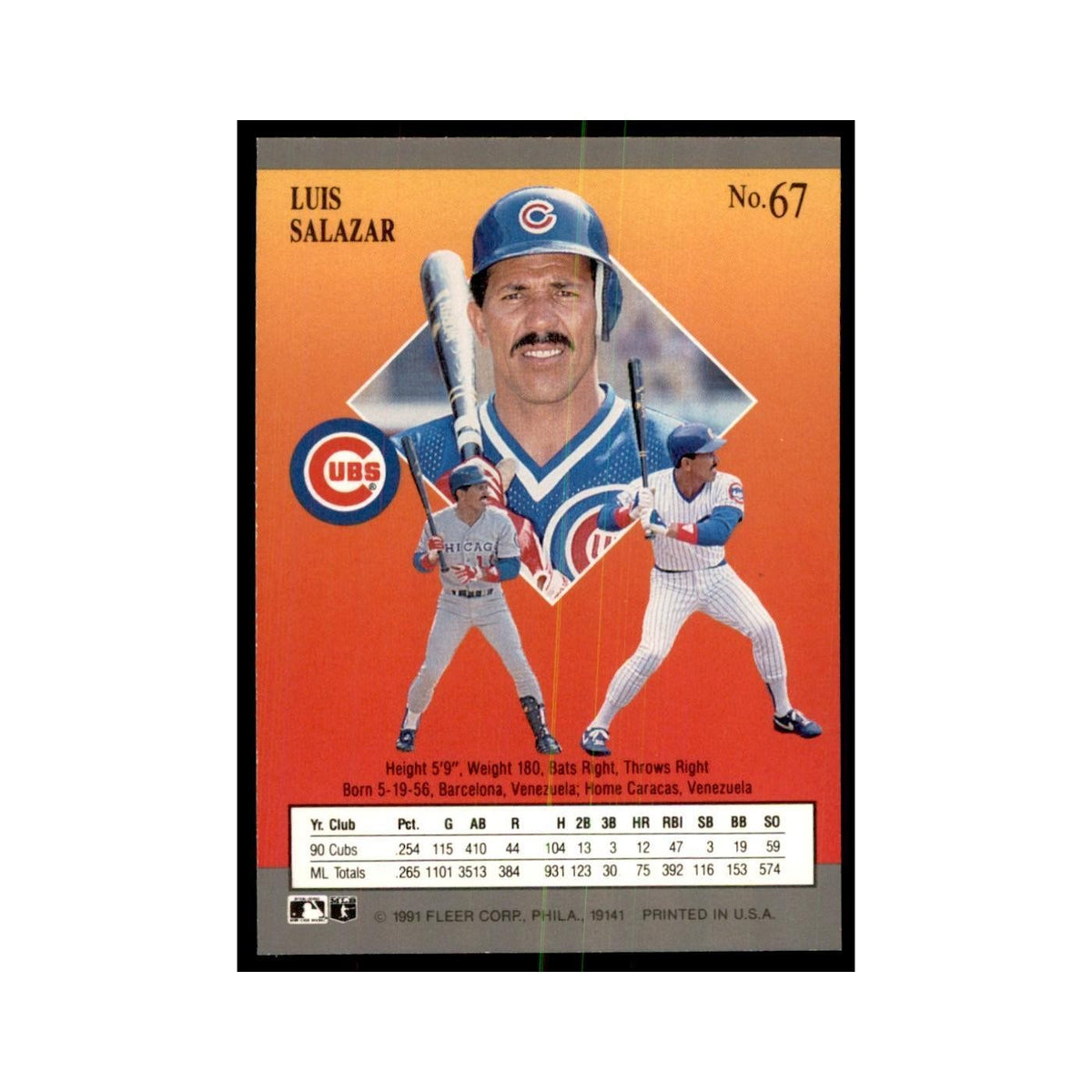 Luis Salazar 1991 Fleer Ultra #67 Baseball Cards Baseball Card NM
