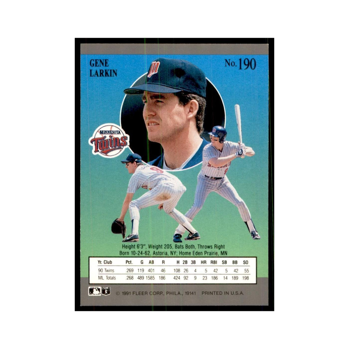 Gene Larkin 1991 Fleer Ultra #190 Baseball Cards Baseball Card NM