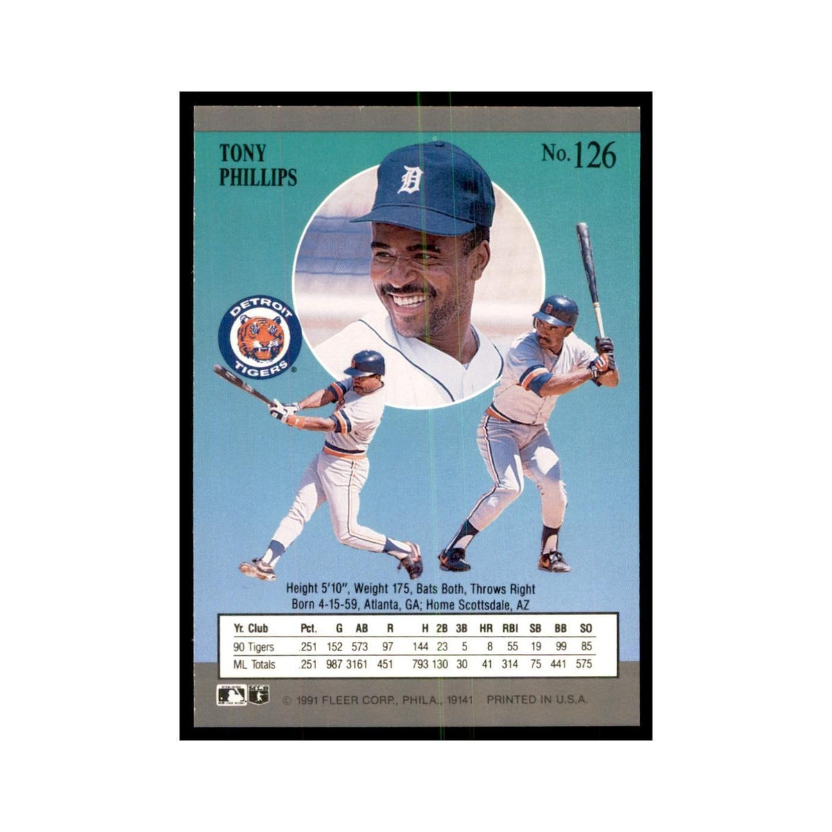 Tony Phillips 1991 Fleer Ultra #126 Baseball Cards Baseball Card NM