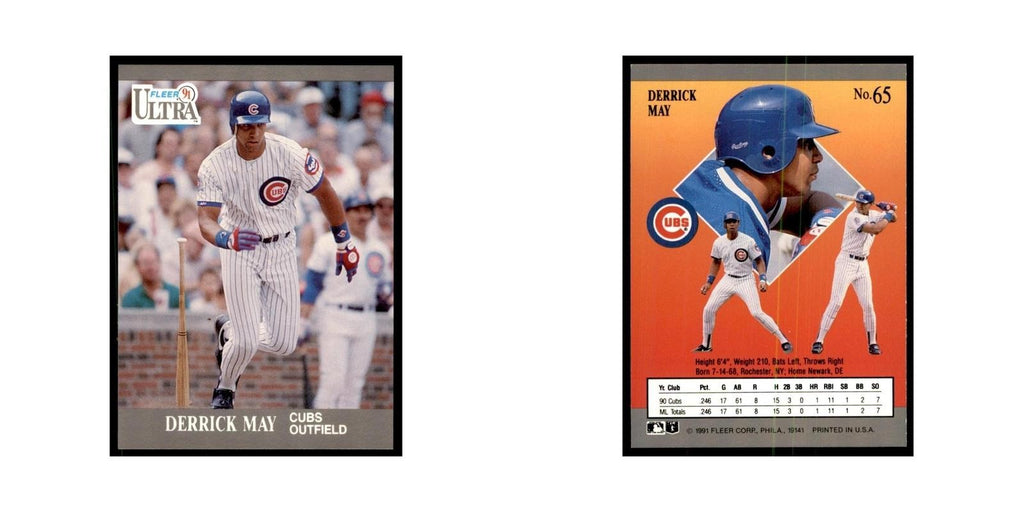 Derrick May 1991 Fleer Ultra #65 Baseball Cards Baseball Card NM