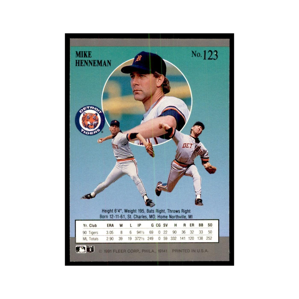 Mike Henneman 1991 Fleer Ultra #123 Baseball Cards Baseball Card NM