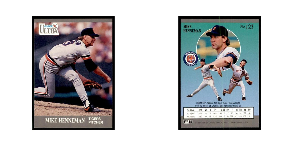 Mike Henneman 1991 Fleer Ultra #123 Baseball Cards Baseball Card NM