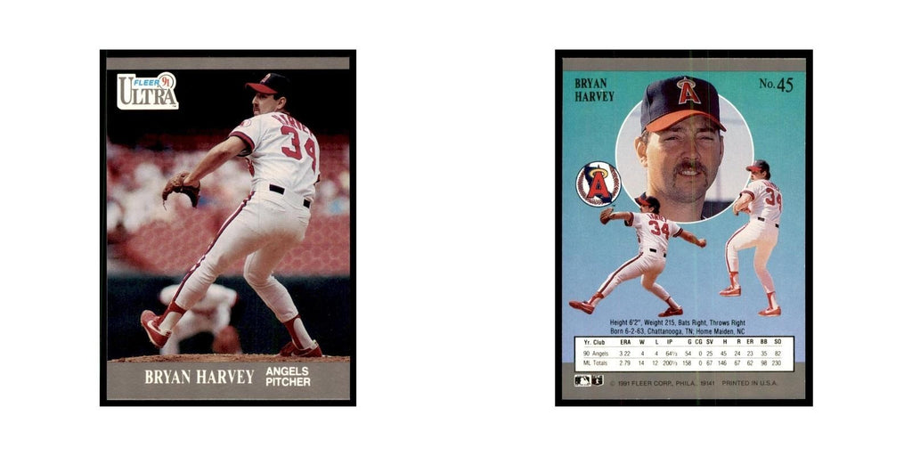 Bryan Harvey 1991 Fleer Ultra #45 Baseball Cards Baseball Card NM