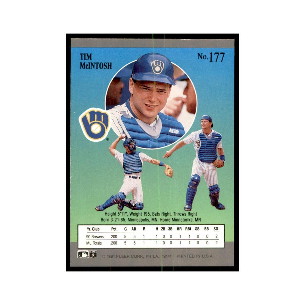 Tim McIntosh 1991 Fleer Ultra #177 Baseball Cards Baseball Card NM