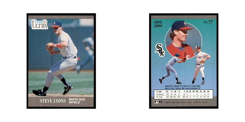 Steve Lyons 1991 Fleer Ultra #77 Baseball Cards Baseball Card NM