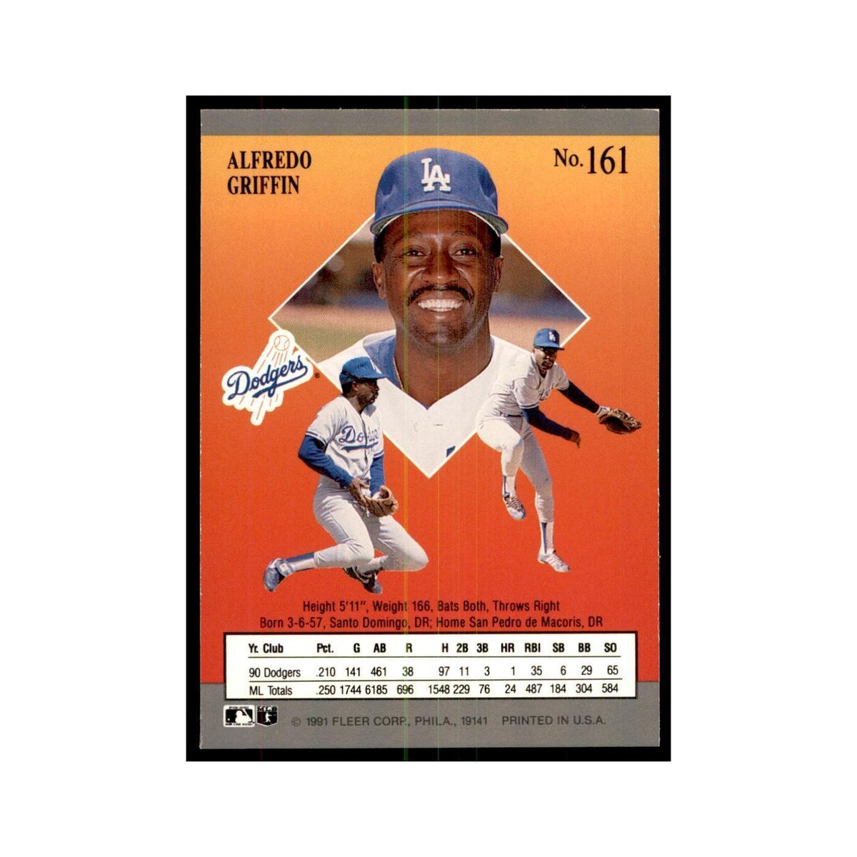 Alfredo Griffin 1991 Fleer Ultra #161 Baseball Cards Baseball Card NM