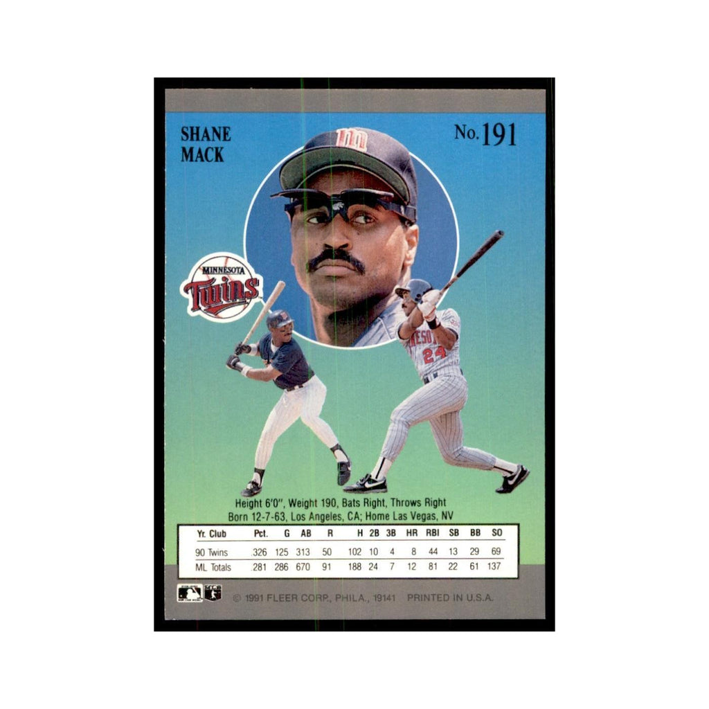 Shane Mack 1991 Fleer Ultra #191 Baseball Cards Baseball Card NM