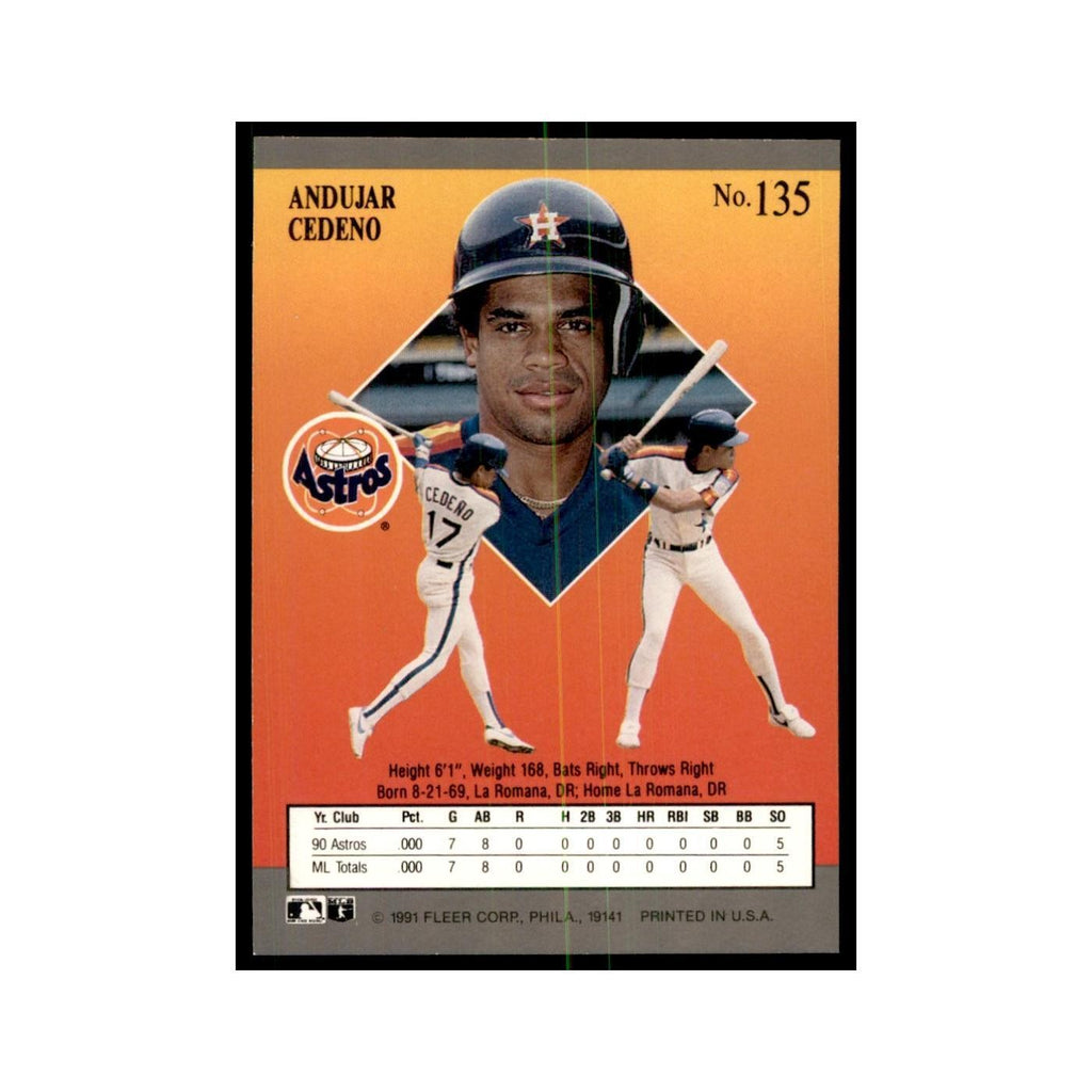 Andujar Cedeno 1991 Fleer Ultra #135 Baseball Cards Baseball Card NM