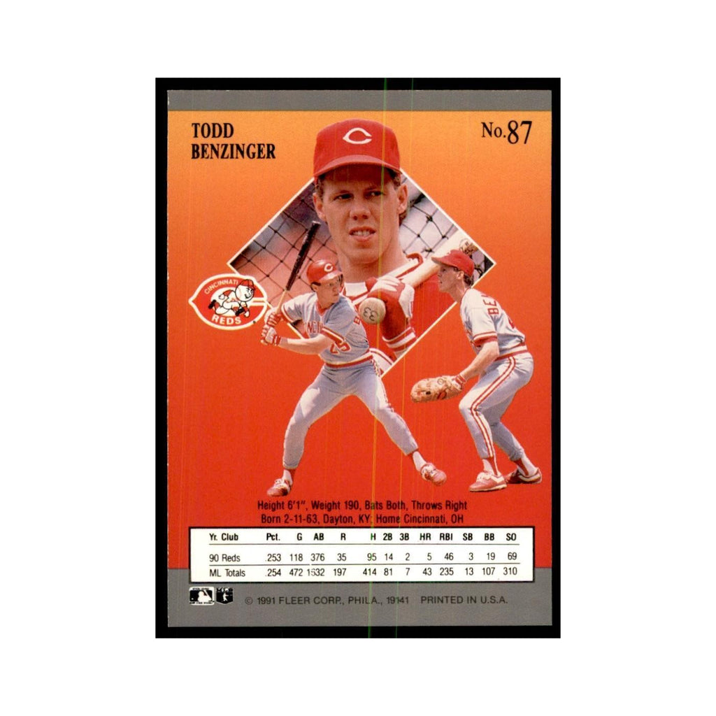 Todd Benzinger 1991 Fleer Ultra #87 Baseball Cards Baseball Card NM