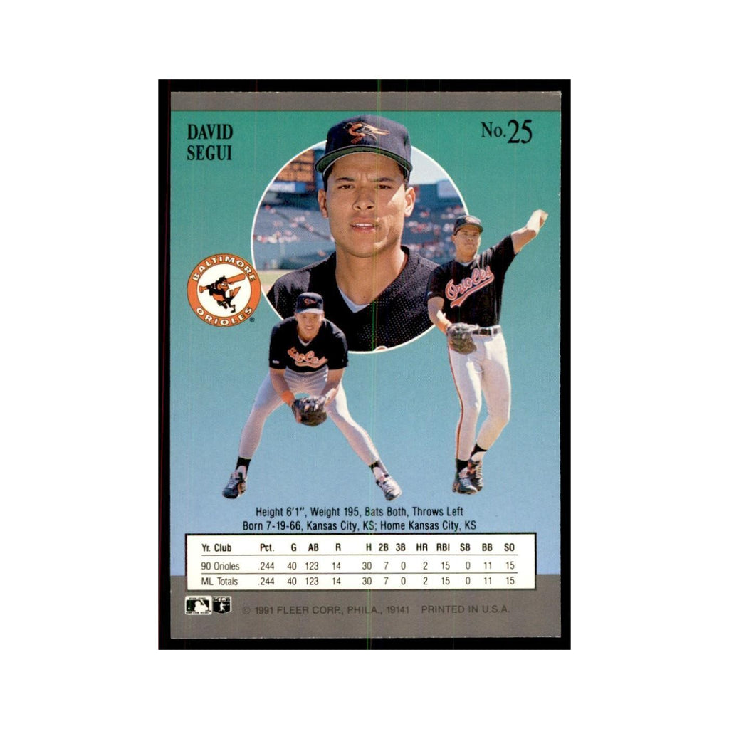 David Segui 1991 Fleer Ultra #25 Baseball Cards Baseball Card NM