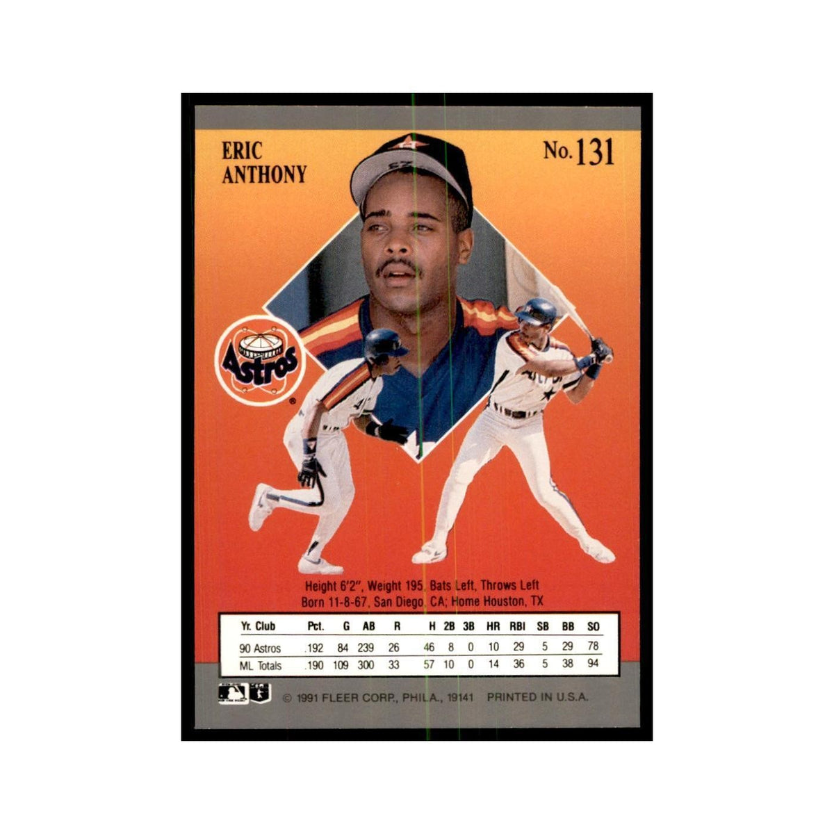 Eric Anthony 1991 Fleer Ultra #131 Baseball Cards Baseball Card NM