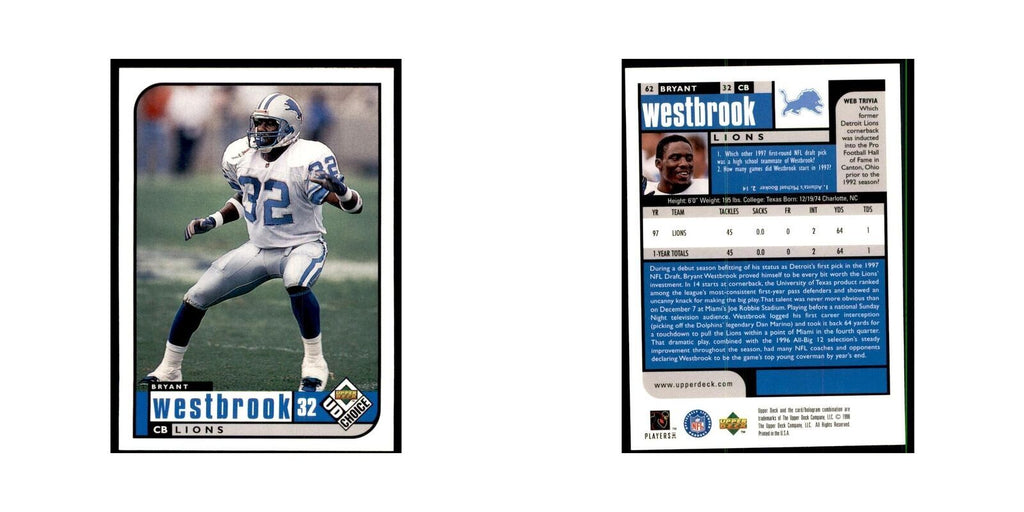 Bryant Westbrook 1998 UD Choice #62 Football  Cards Football Card NM
