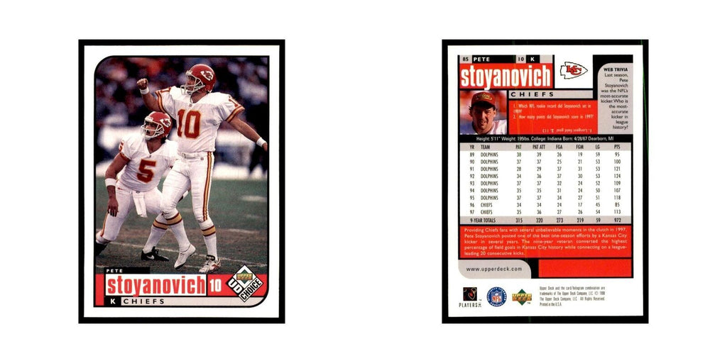 Pete Stoyanovich 1998 UD Choice #85 Football  Cards Football Card NM