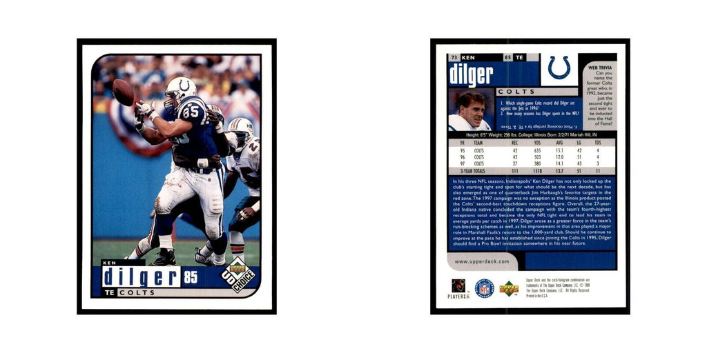 Ken Dilger 1998 UD Choice #73 Football  Cards Football Card NM