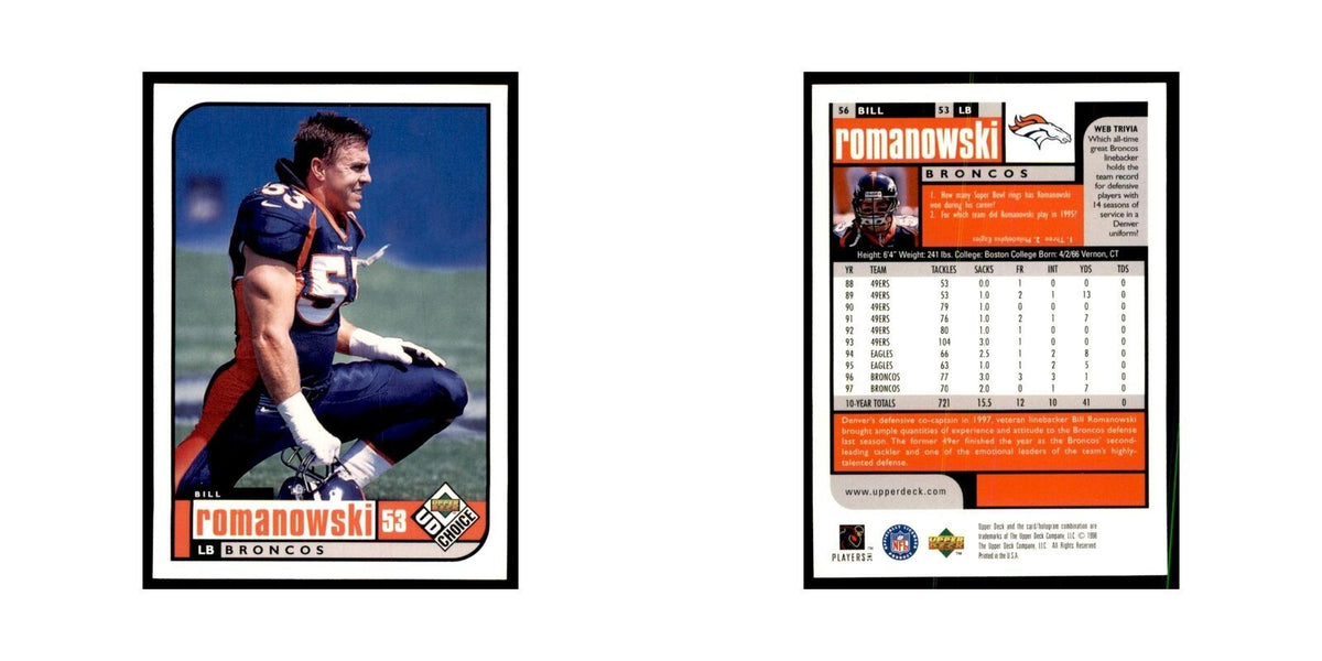 Bill Romanowski 1998 UD Choice #56 Football  Cards Football Card NM