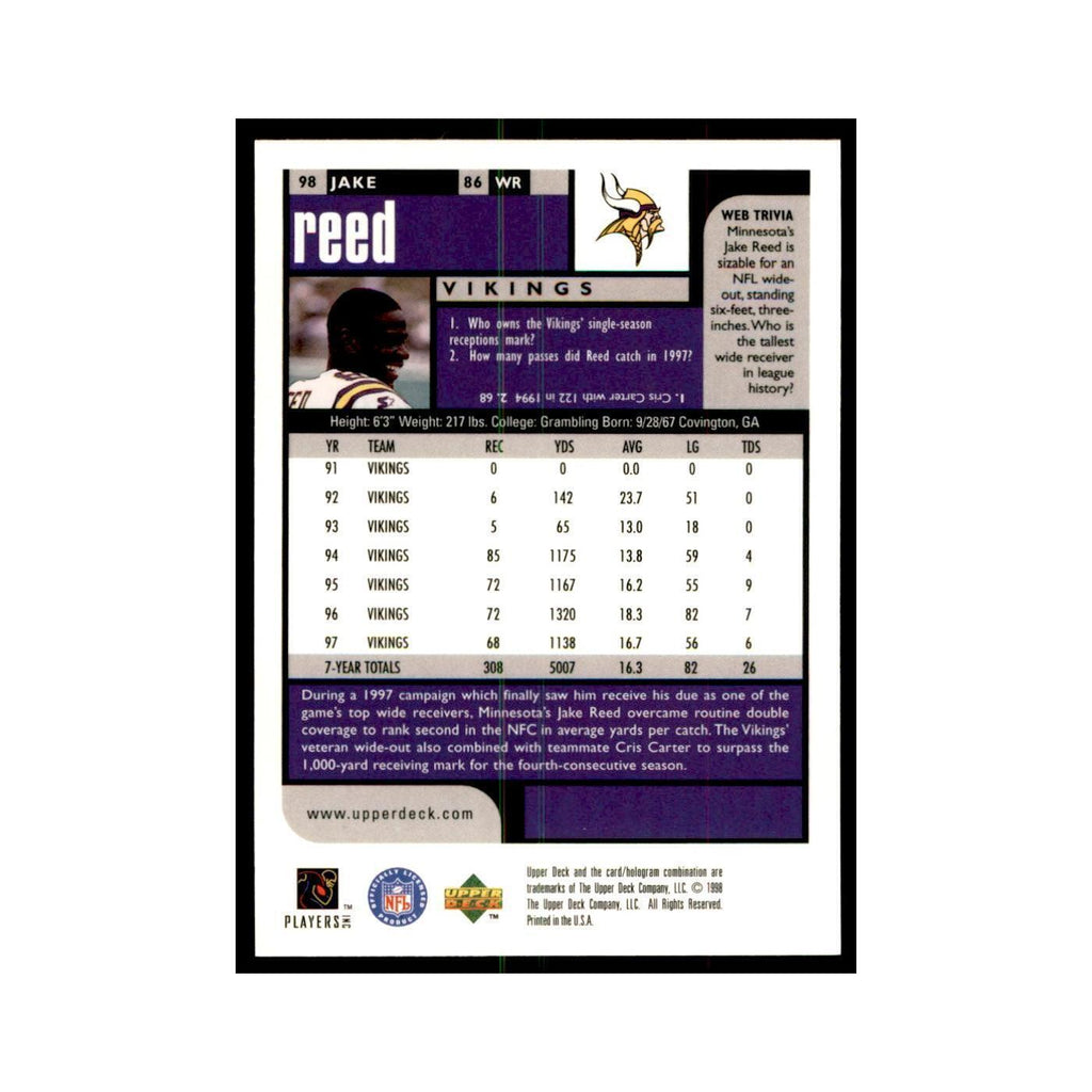 Jake Reed 1998 UD Choice #98 Football  Cards Football Card NM