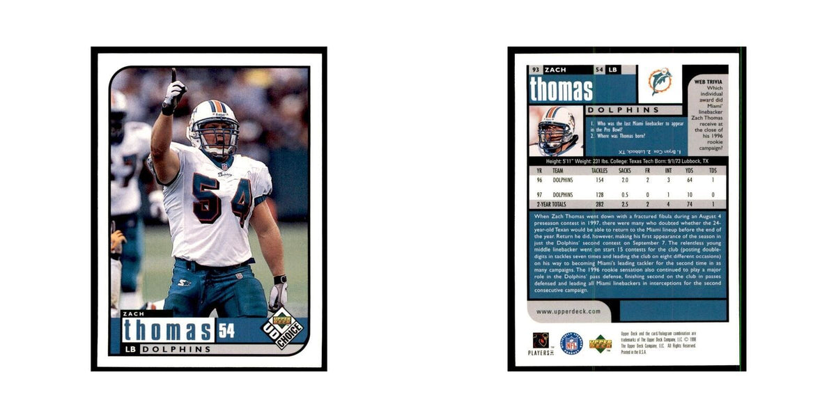 Zach Thomas 1998 UD Choice #93 Football  Cards Football Card NM